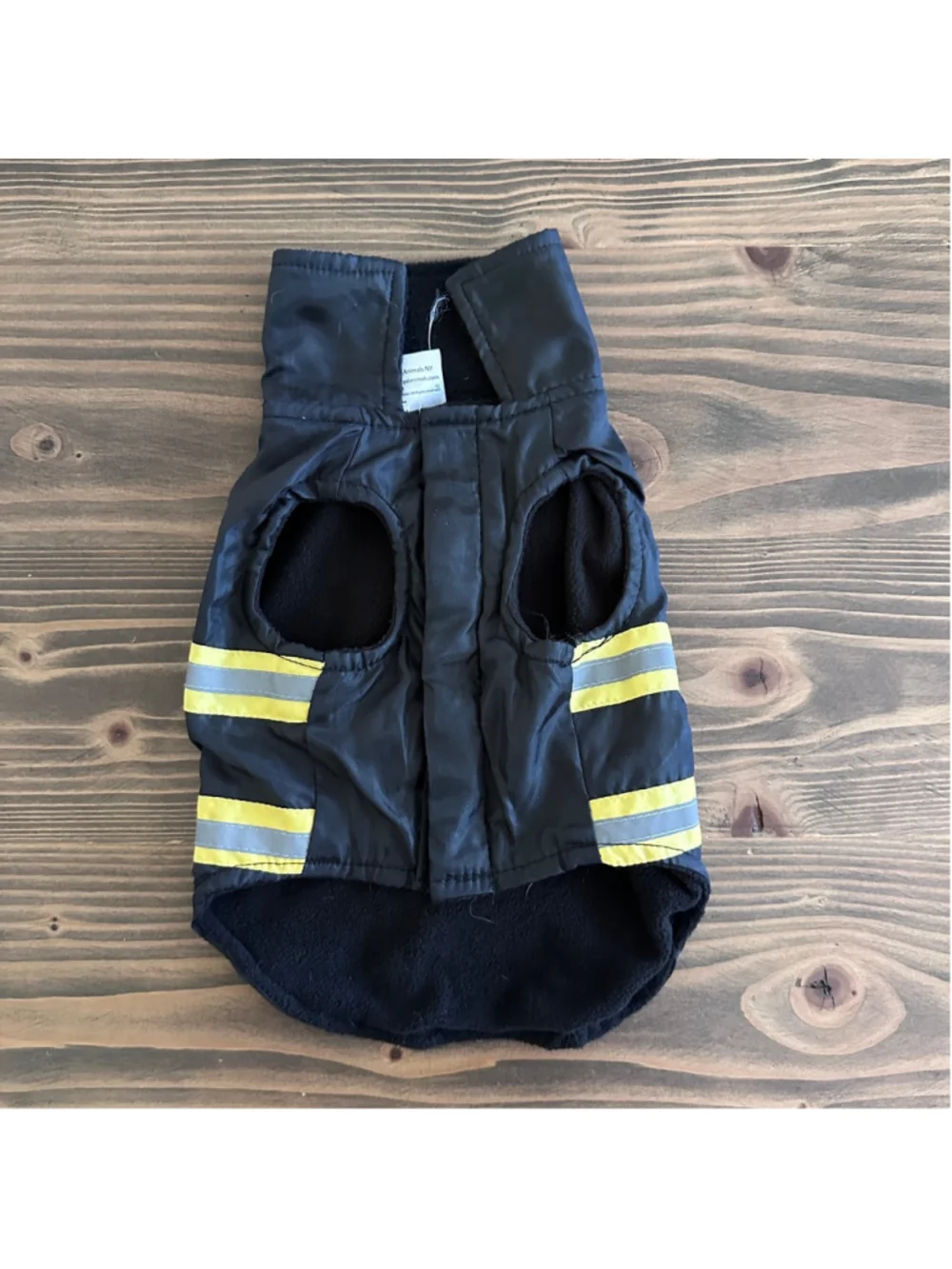 Dog NYC Firefighter Vest XS Black Yellow Reflective Pet Coat